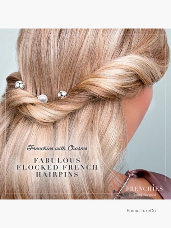 Velvet Hair Pins with Crystals & Pearls, Non-Slip, 20 Count, French Twist Updo